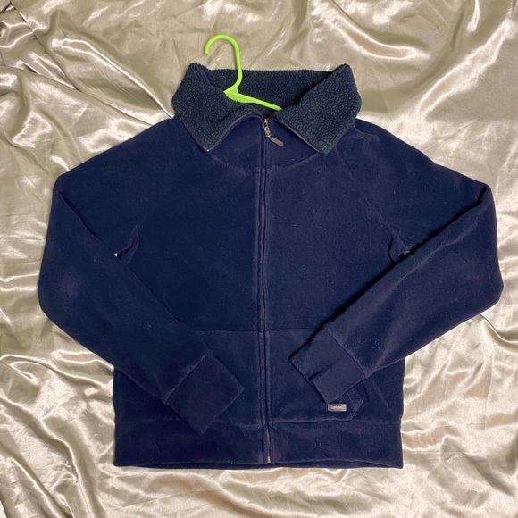 Calvin Klein performance fleece quick dry jacket w/Thumbholes Navy Blue - Picture 3 of 13